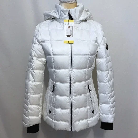 Nautica NWT White Puffer Water Resistant Jacket Women Various - Picture 2 of 16